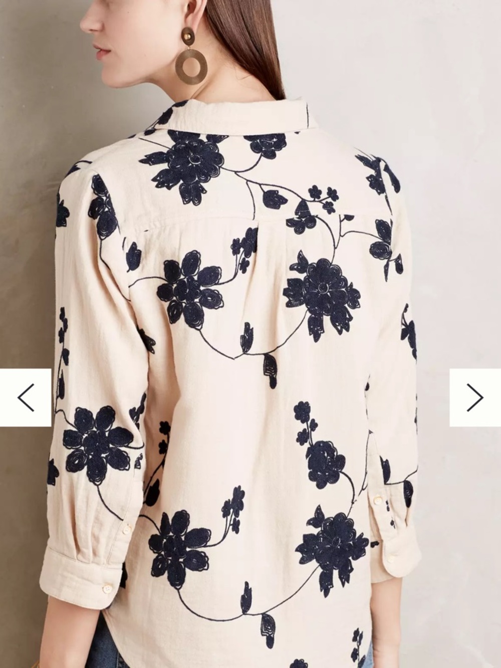 Anthropology/Isabella Sinclair Shadow Bloom Shirt | Color: Blue/Cream |